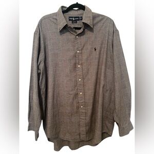 Ralph Lauren Blaire‎ Men’s XL Plaid Button Down Shirt Gray Black White Cotton